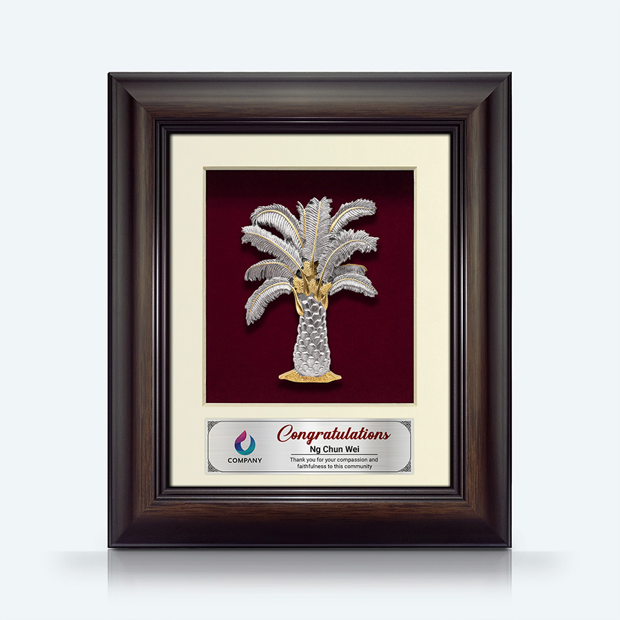 Bingkai Pewter Bersalut Emas Kelapa Sawit