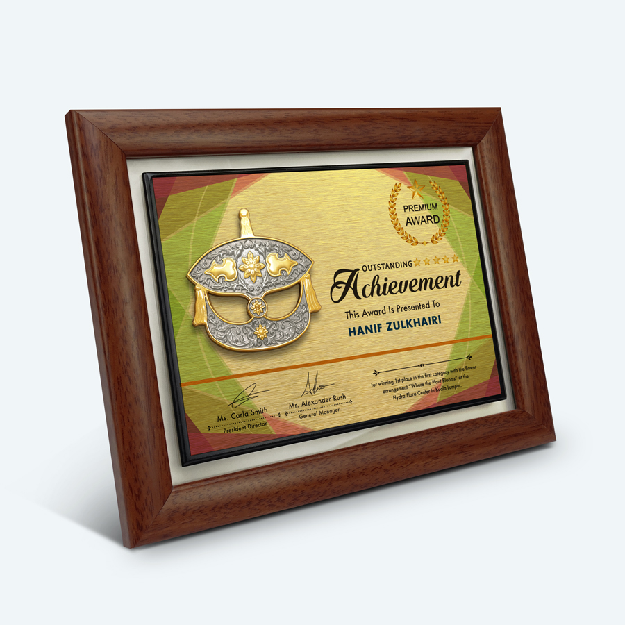 Certificate Of Achievement Plaque - Pewter Wau Bulan - Image 2