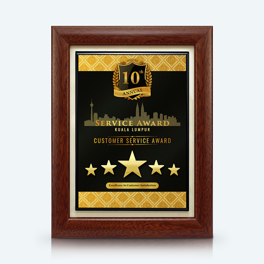 Full Colour Award Plaque With Gold Accessories : Shining Star