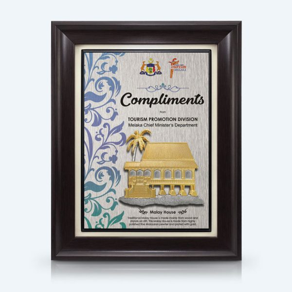 Compliments Plaque - Pewter Malay House (Rumah Melayu)
