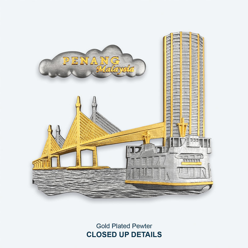 Bingkai Solid dengan Pewter Bersalut Emas – Mercu Tanda Pulau Pinang