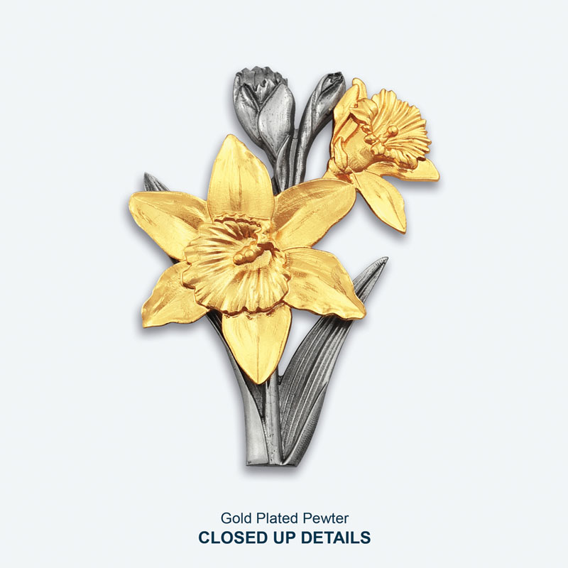 Bingkai Solid dengan Pewter Bersalut Emas – Bunga Narcissus
