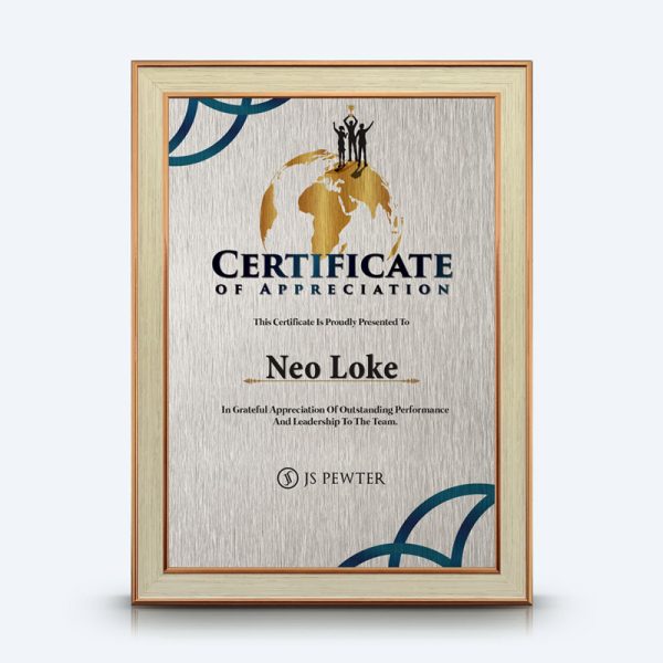 Personalized A4 Certificate Frame (Light Brown)