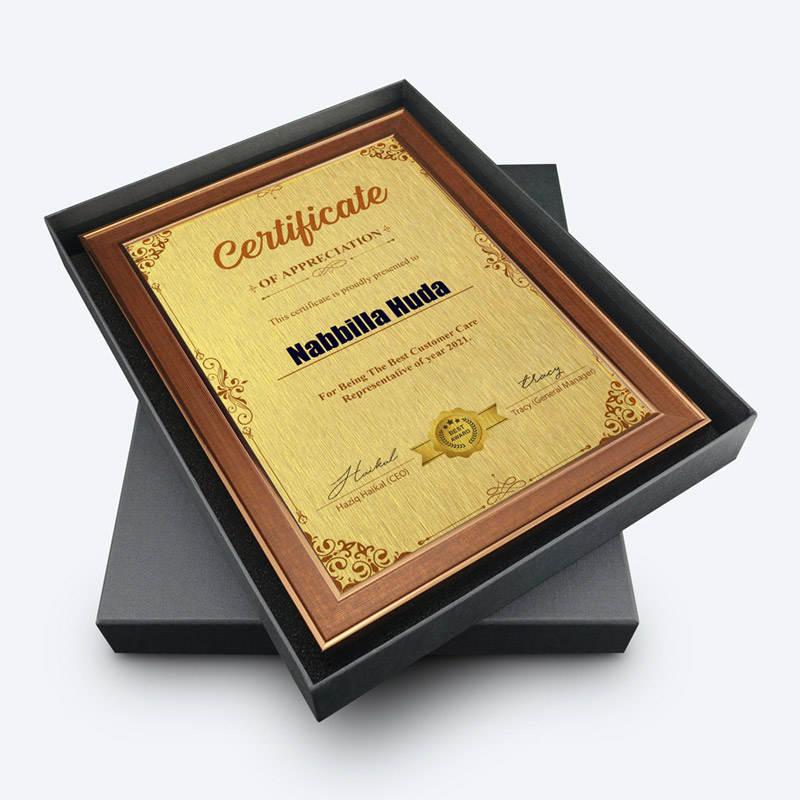 Personalized A4 Certificate Frame (Dark Brown) Certificate Of Appreciation - Image 2