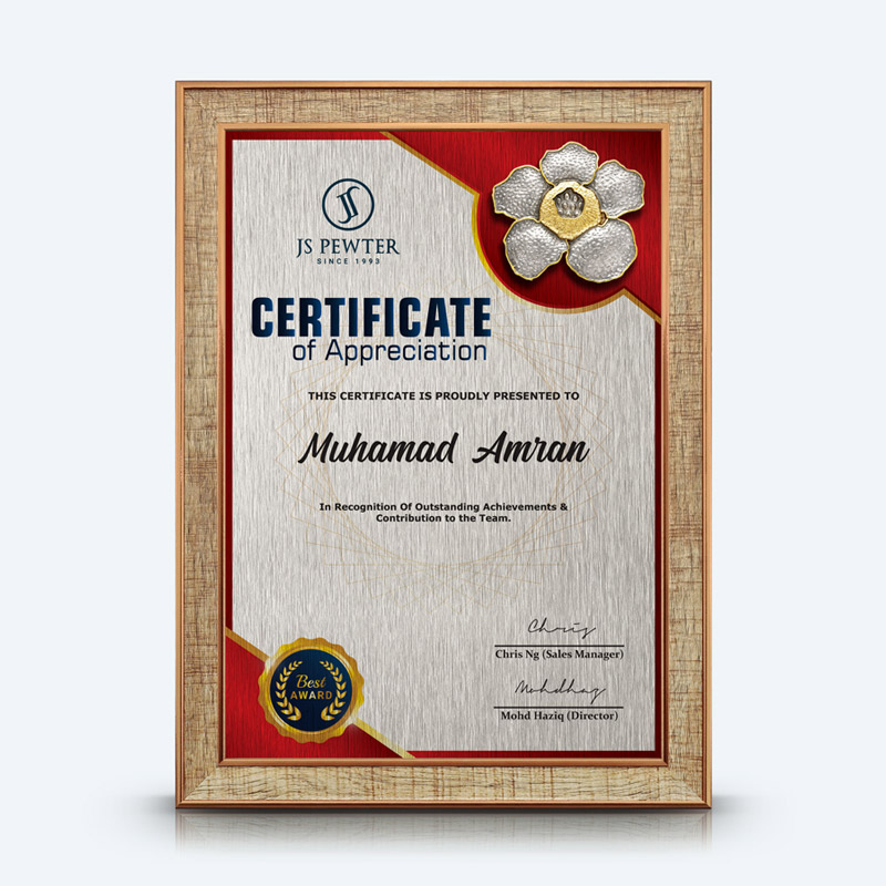 Personalized A4 Certificate Of Appreciation (Medium Brown)