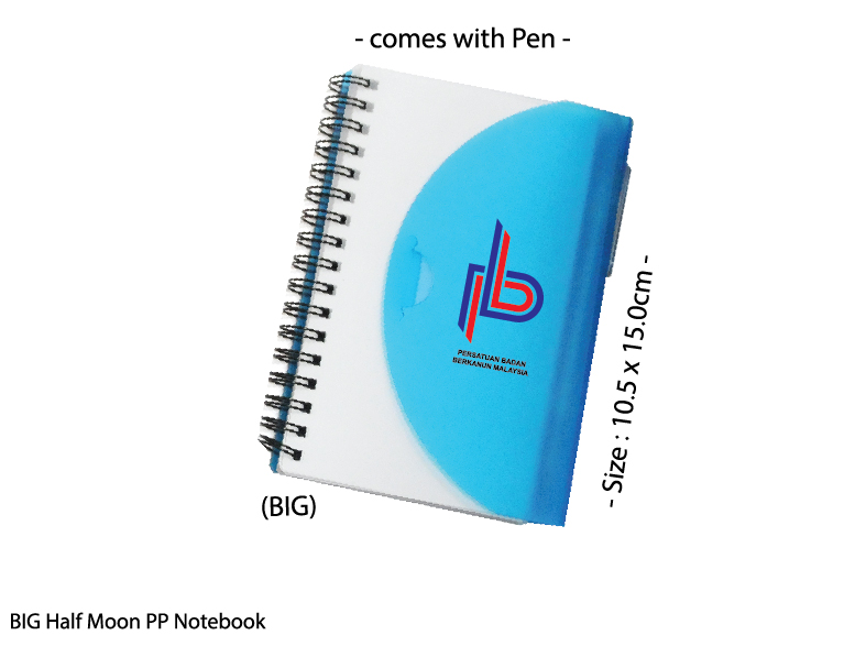 BIG Half Moon PP Notebook (comes with Pen)