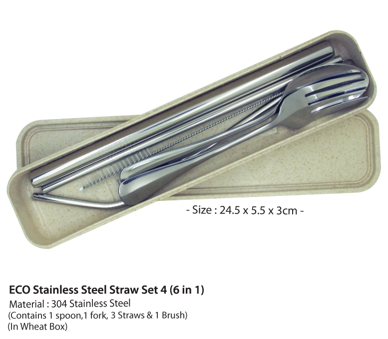 ECO Stainless Steel Straw Set 4 (6 in 1)