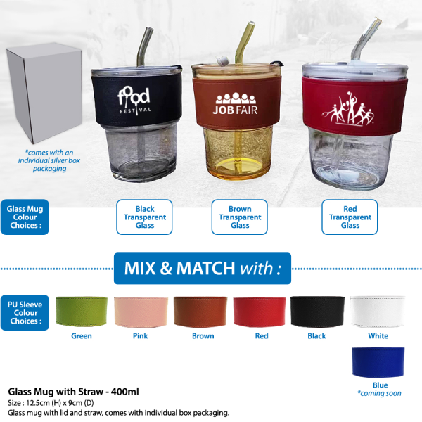 Glass Mug with Straw - 400ml