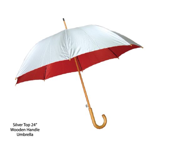Silver Top 24 inch Wooden Handle Umbrella