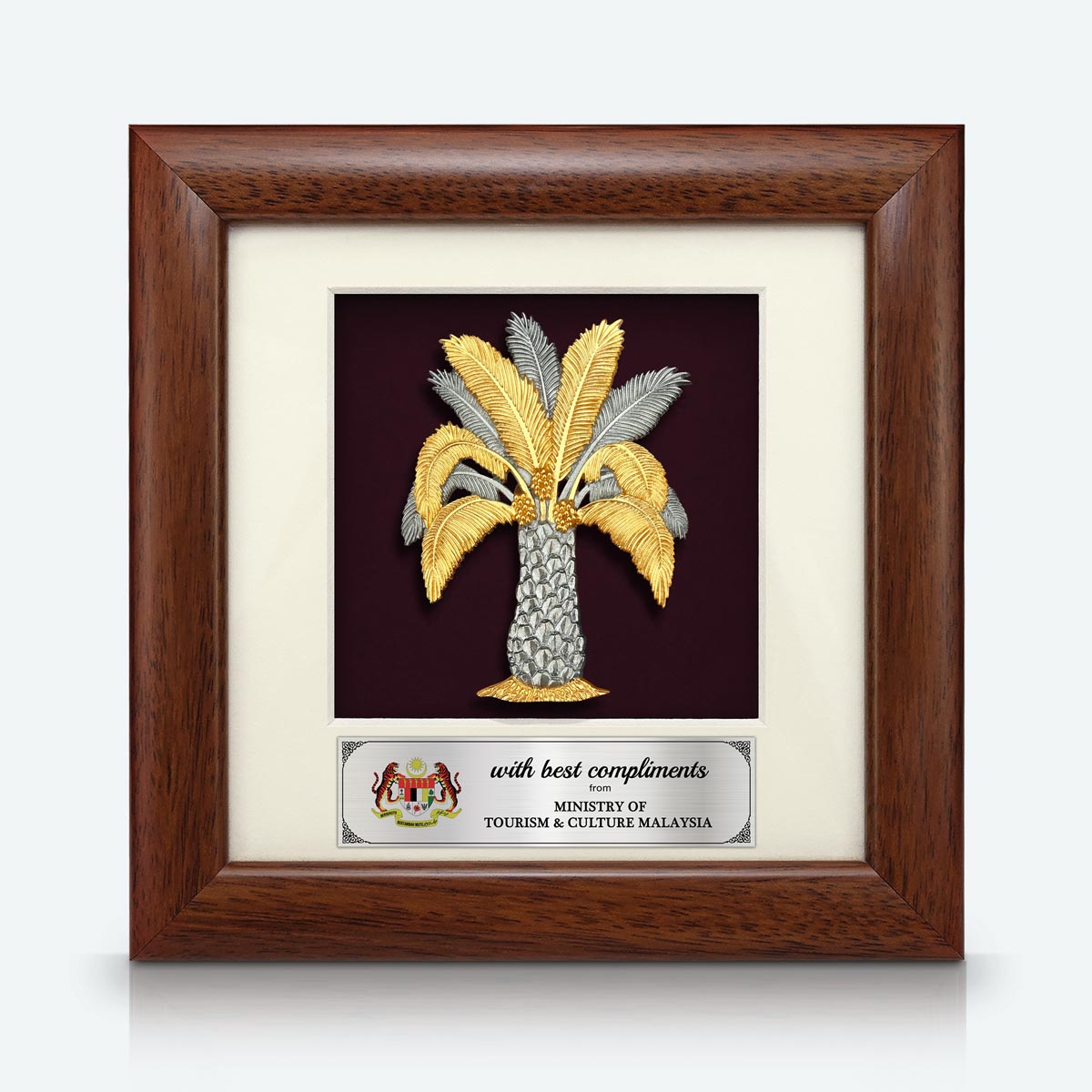 Ukiran pewter Kelapa Sawit premium hadiah korporat