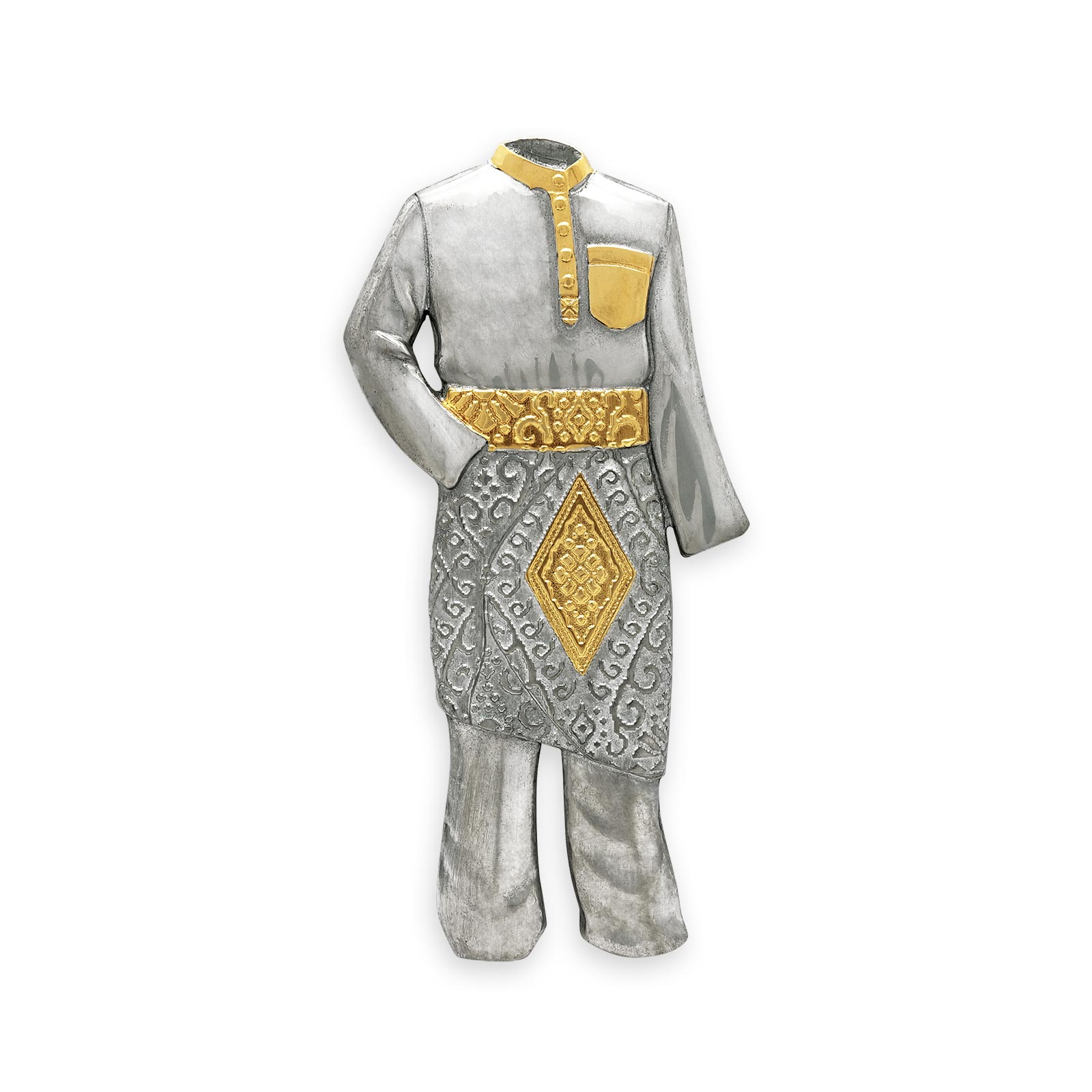 Cenderamata pewter Baju Melayu emas 24K hadiah korporat eksklusif