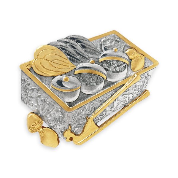 Cenderamata pewter Tepak Sireh emas 24K hadiah korporat eksklusif