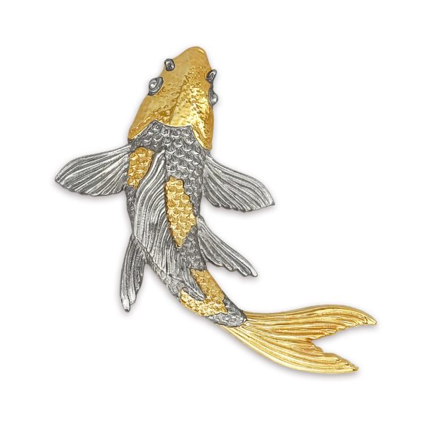 Cenderamata premium pewter ikan koi berlapis emas 24K