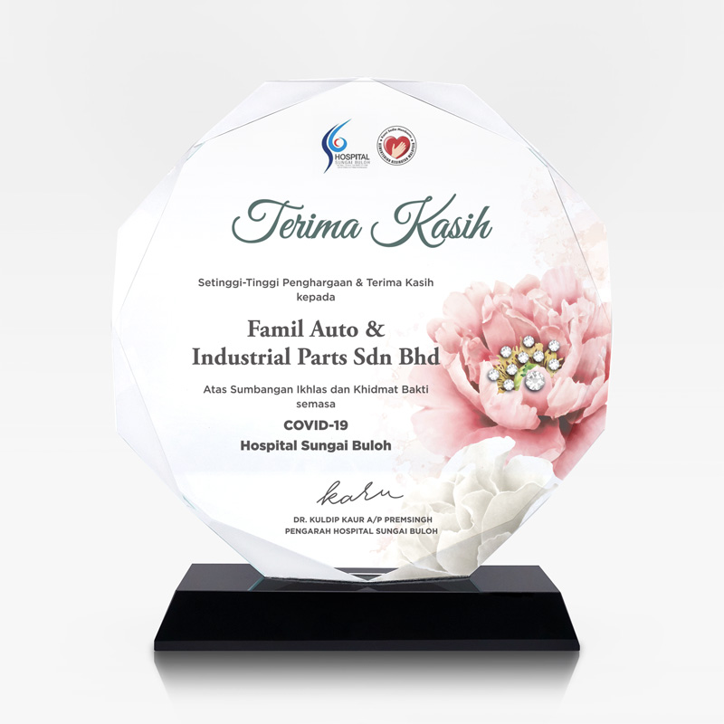 7" x 7.8" Round Crystal Plaque with Crystal Signature Plus