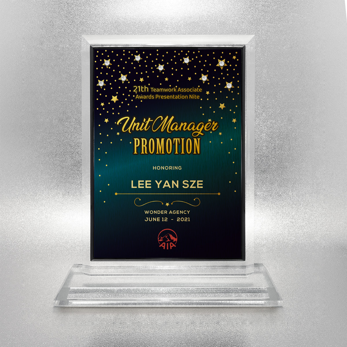 6" x 8" Crystal Award Plaque (Full Colour) Vertical