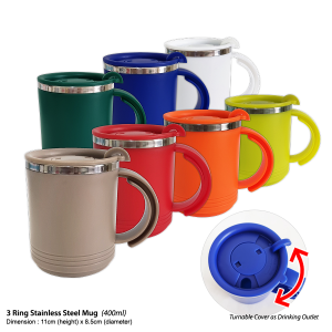 3 Ring Stainless Steel Mug (400ml)
