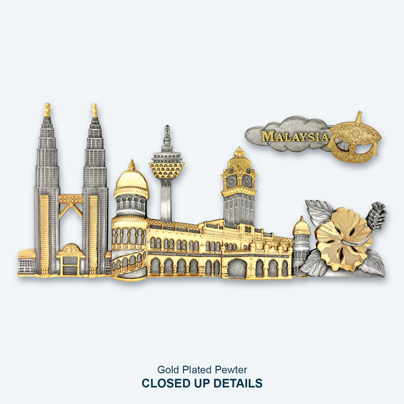 8.5" x 12" VIP Frame with Gold Plated Pewter : Malaysia Landmark - Image 3