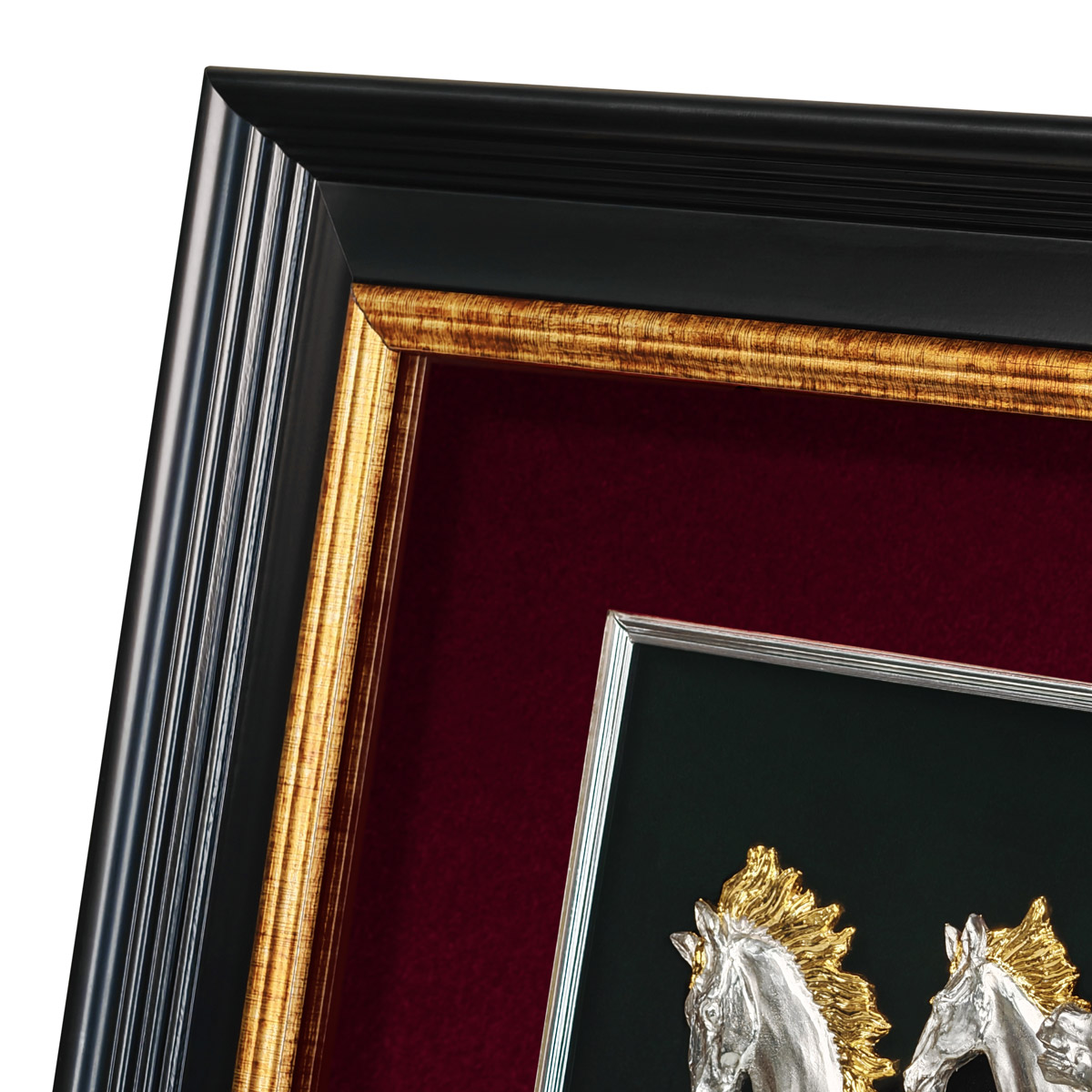 17" x 27" Premium VVIP Frame with Gold Plated Pewter : Eight Horses - Image 3