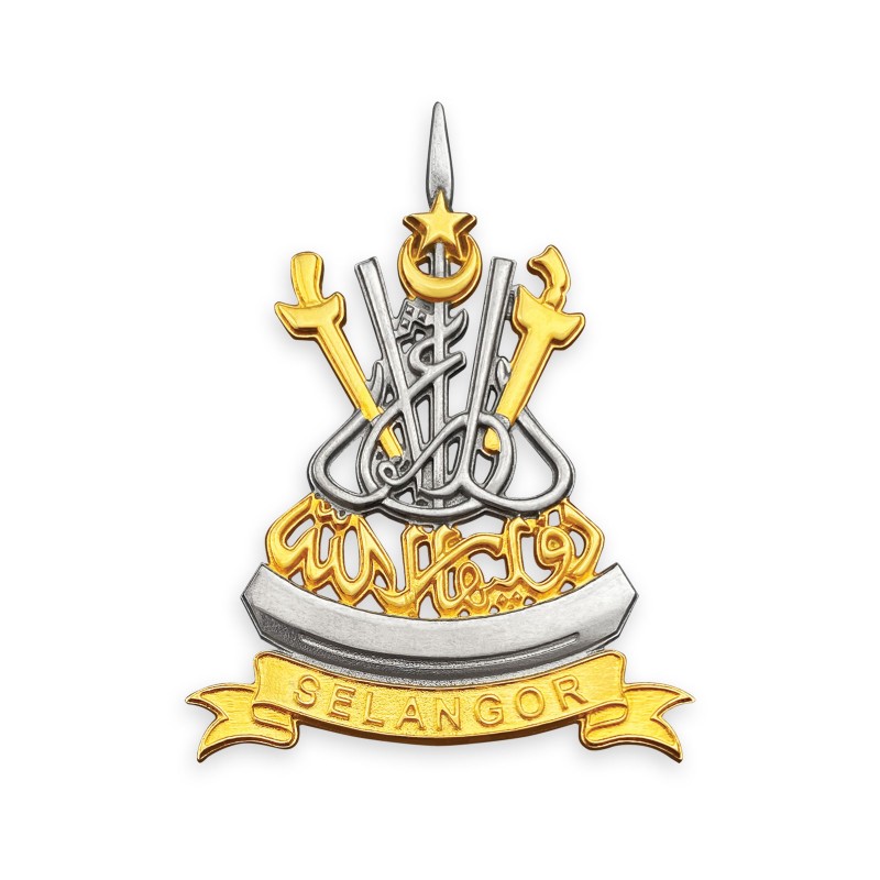 8” x 8” Bingkai Solid Bersadur Pewter Saduran Emas – Logo Selangor - Image 3