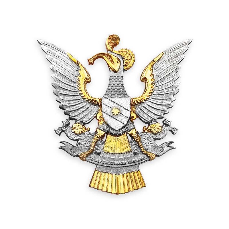 8” x 8” Bingkai Solid Bersadur Pewter Saduran Emas – Logo Sarawak - Image 3