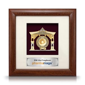 8” x 8” Bingkai Solid Bersadur Pewter Saduran Emas – Gong