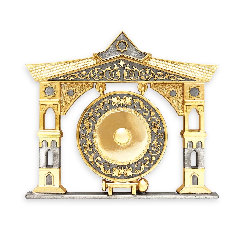 8” x 8” Bingkai Solid Bersadur Pewter Saduran Emas – Gong - Image 3