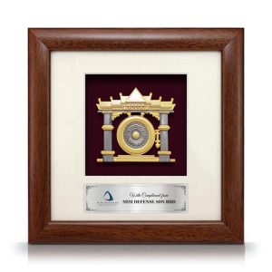 8” x 8” Bingkai Solid Bersadur Pewter Saduran Emas – Gong