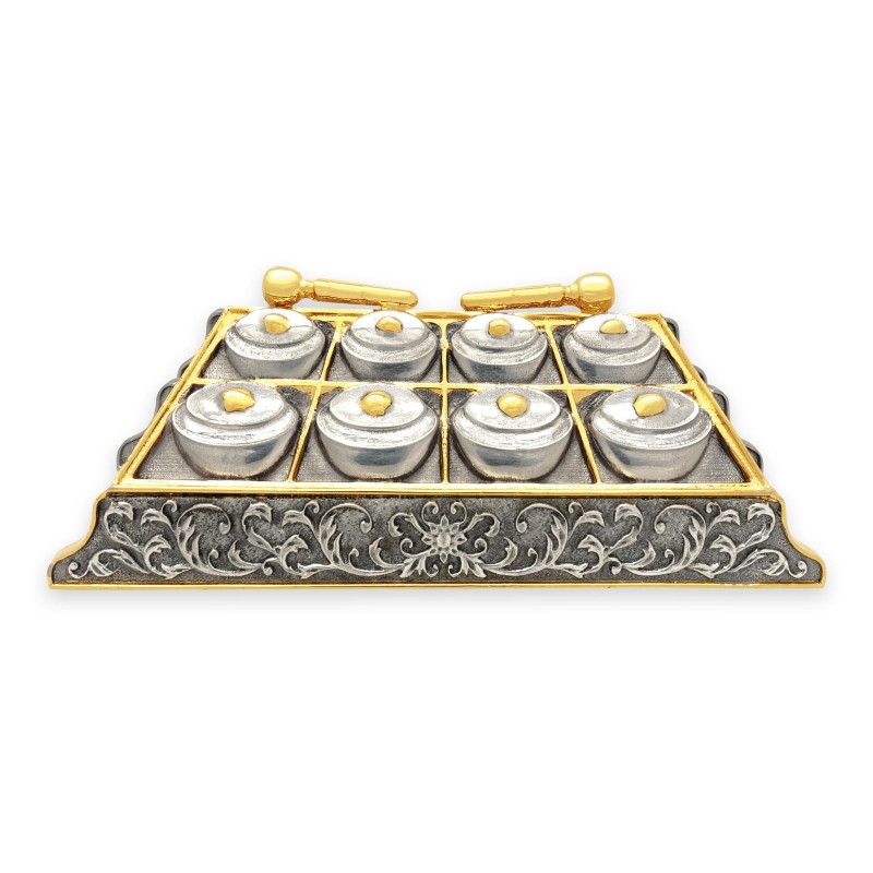8” x 8” Bingkai Solid Bersadur Pewter Saduran Emas – Caklempong - Image 3