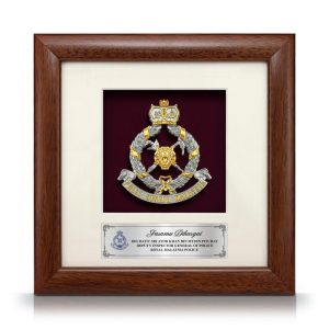 8” x 8” Bingkai Solid Bersadur Pewter Saduran Emas – Logo Police Diraja Malaysia (Polis PDRM)
