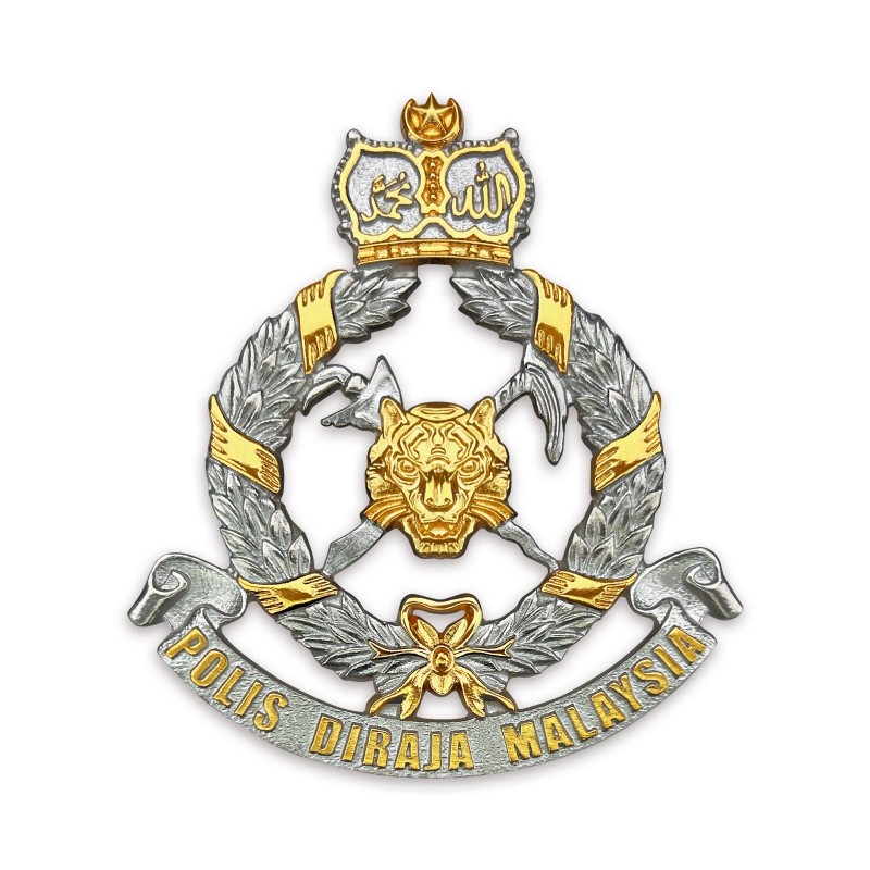 8” x 8” Bingkai Solid Bersadur Pewter Saduran Emas – Logo Police Diraja Malaysia (Polis PDRM) - Image 3