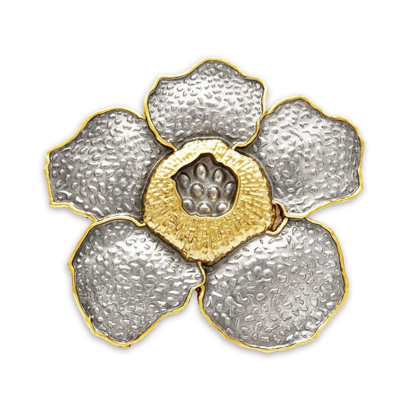 8” x 8” Bingkai Solid Bersadur Pewter Saduran Emas – Rafflesia - Image 3