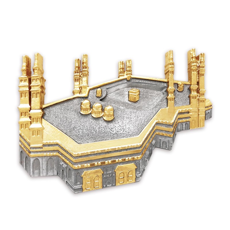 8” x 8” Bingkai Solid Bersadur Pewter Saduran Emas – Mekah - Image 3