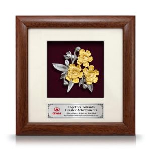 8” x 8” Bingkai Solid Bersadur Pewter Saduran Emas – Orkid Phalaenopsis