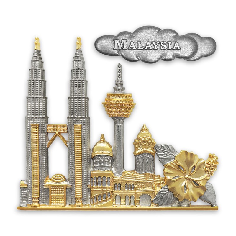 8” x 8” Bingkai Solid Bersadur Pewter Saduran Emas – Mercu Tanda Malaysia - Image 3